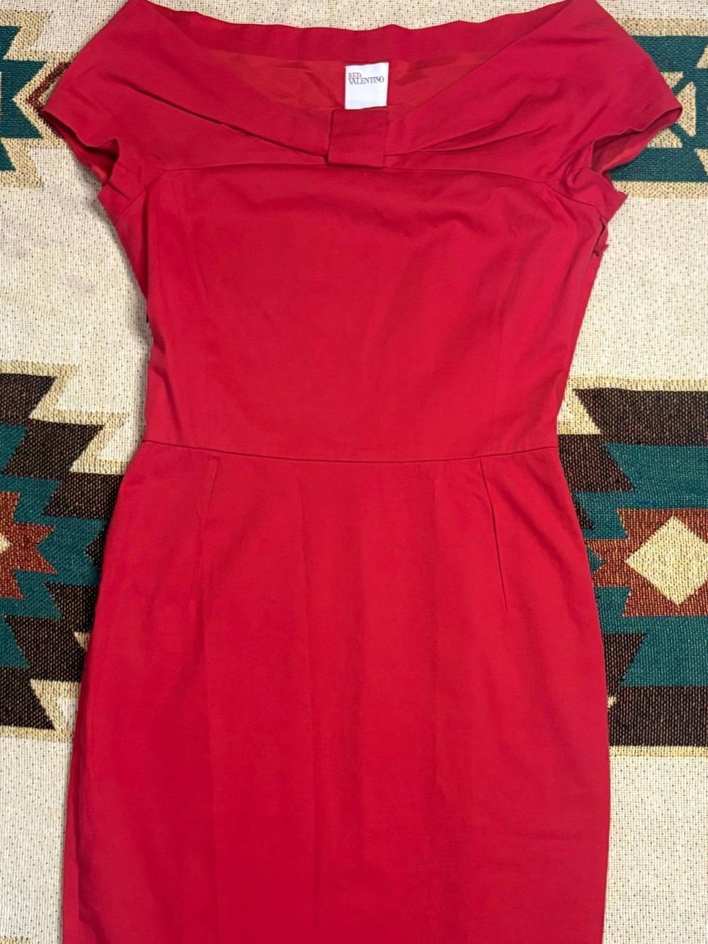 RED Valentino Fitted Red Midi Sheath Dress